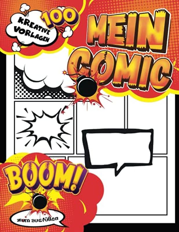 Comic Manga Zeichnen: 100 Anime Blank Comic mit Beschriftungsblasen für Kinder und Erwachsene - Art Geschenk