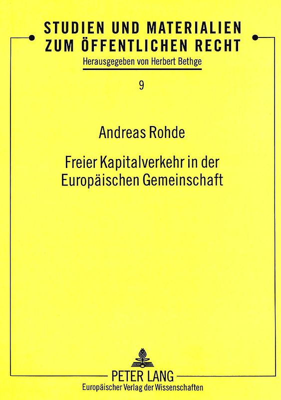 Freier Kapitalverkehr in der Europäischen Gemeinschaft