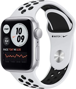 Apple Watch Nike SE 40 mm boîter aluminium argent et bracelet sport Nike pure platinum/noir [Wi-Fi]