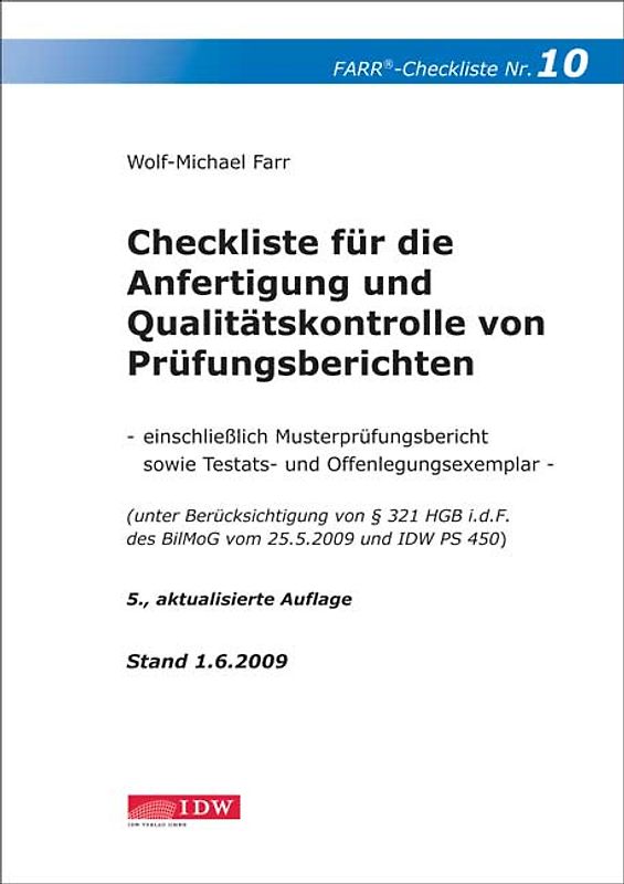 Checkliste für die Anfertigung und Qualitätskontrolle von Prüfungsberichten