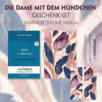 Die Dame mit dem Hündchen Geschenkset (Buch mit Audio-Online) + Marmorträume Schreibset Premium