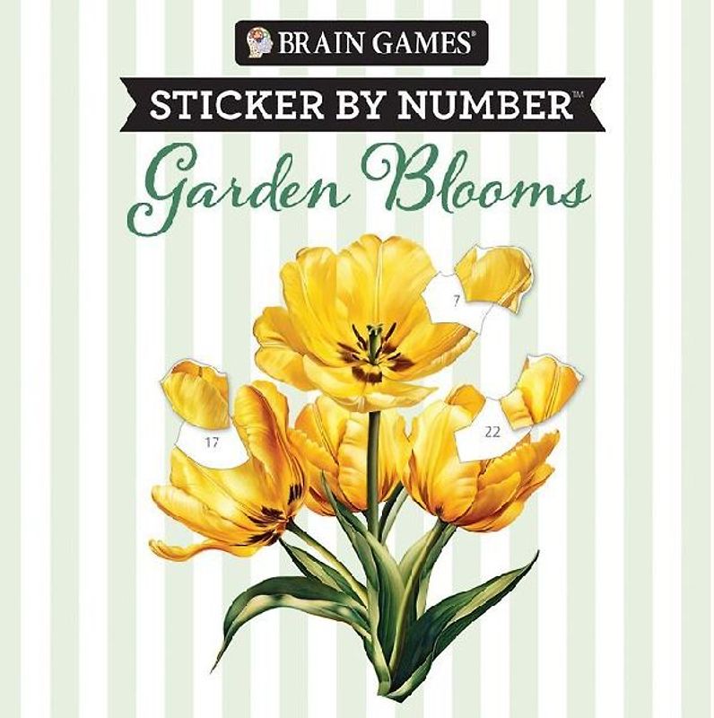 Brain Games - Sticker by Number Compact Edition: Garden Blooms 7x7 Inches Travel Size Activity Book for Adults & Kids 7+