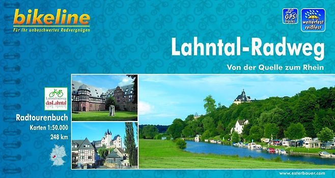 Lahntal-Radweg. Von der Quelle zum Rhein. 1:50.000, 248 km