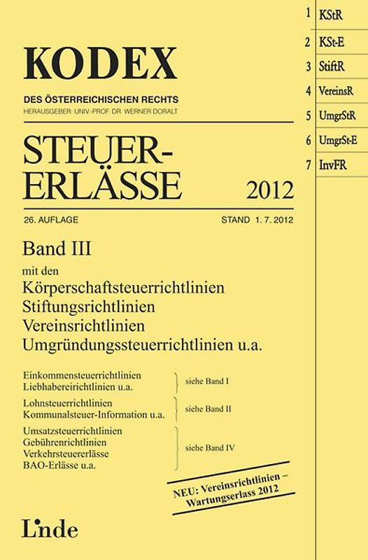 KODEX Steuer-Erlässe 2012, Band III
