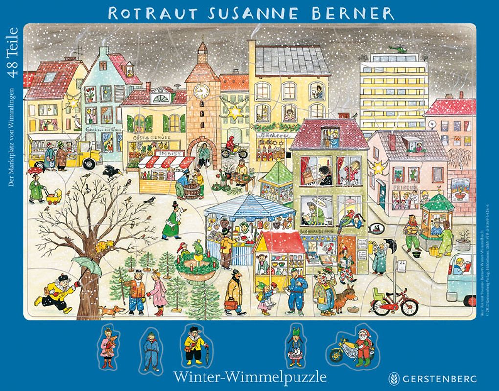 Wimmel-Rahmenpuzzle Winter. Motiv Marktplatz, 48 Teile