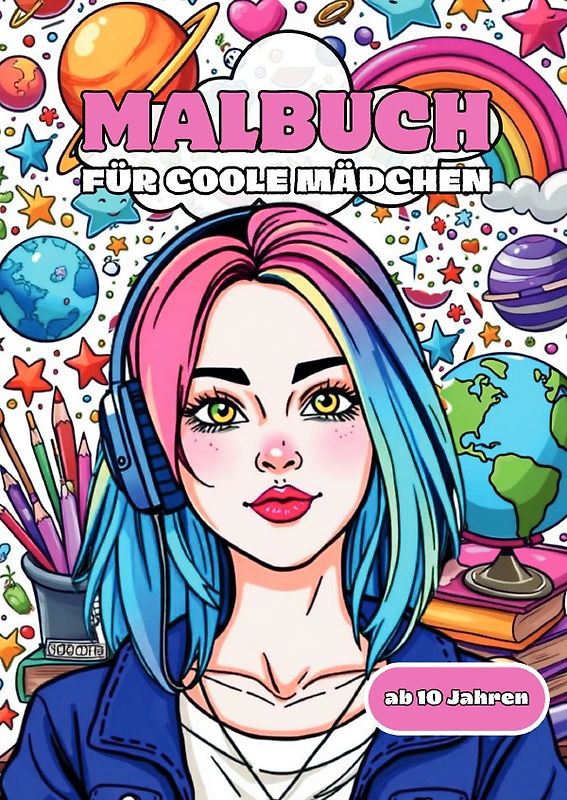 Malbuch für coole Mädchen: 100 stylische Motive für kreative Teenager: Von Skater-Girls bis Fashionistas – Der ultimative Malspaß für Teenager!