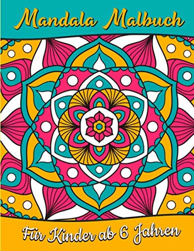 Mandala Malbuch für Kinder ab 6 Jahren: 50 einfache dicke Linie Mandala Malvorlagen. Weißes Muster auf einem schwarzen Hintergrund für Erwachsene und Kinder