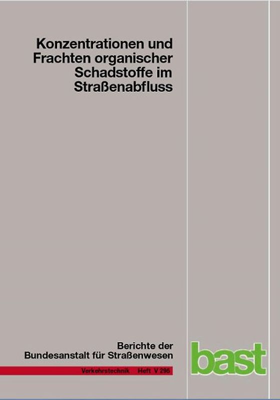 Konzentration und Frachten organischer Schadstoffe im Straßenabfluss