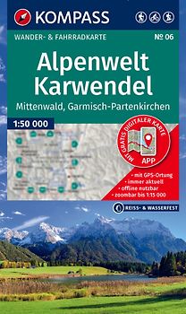 KOMPASS Wanderkarte 6 Alpenwelt Karwendel Mittenwald, Garmisch-Partenkirchen 1:50.000