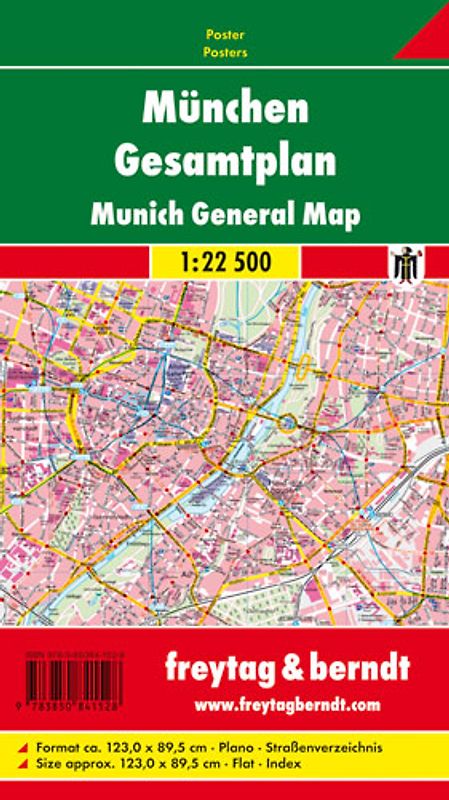 München, Stadtplan 1:22.500, Poster, Plano in Rolle