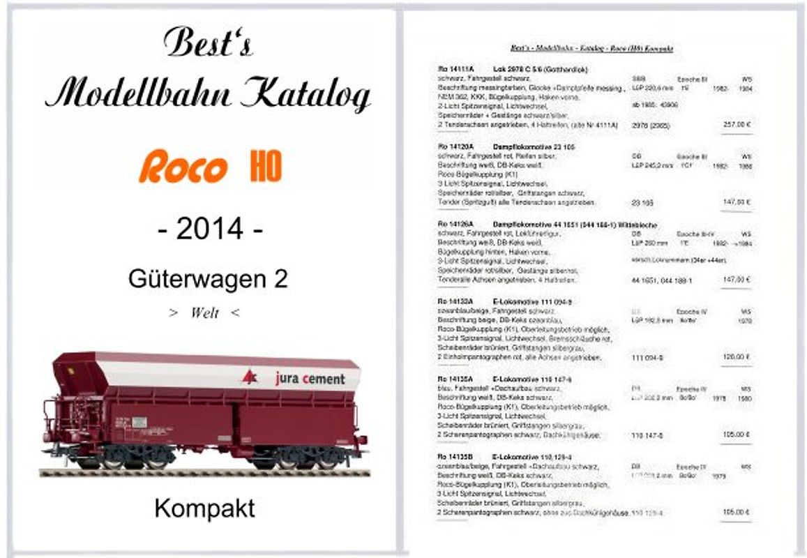 Best`s Modellbahn Katalog Roco H0 Güterwagen 2 (Welt) 2014 Kompakt