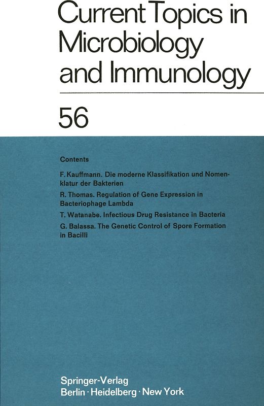 Current Topics in Microbiology and Immunology / Ergebnisse der Mikrobiologie und Immunitätsforschung