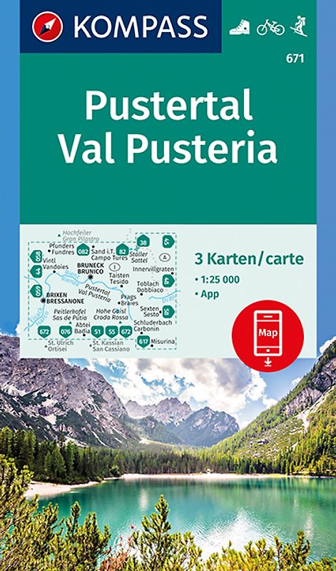 KOMPASS Wanderkarte Pustertal, Val Pusteria