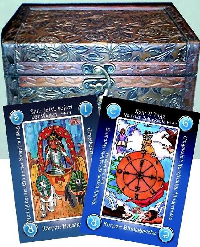 Karten, 78 Geja-Tarot Karten mit Holzschatulle