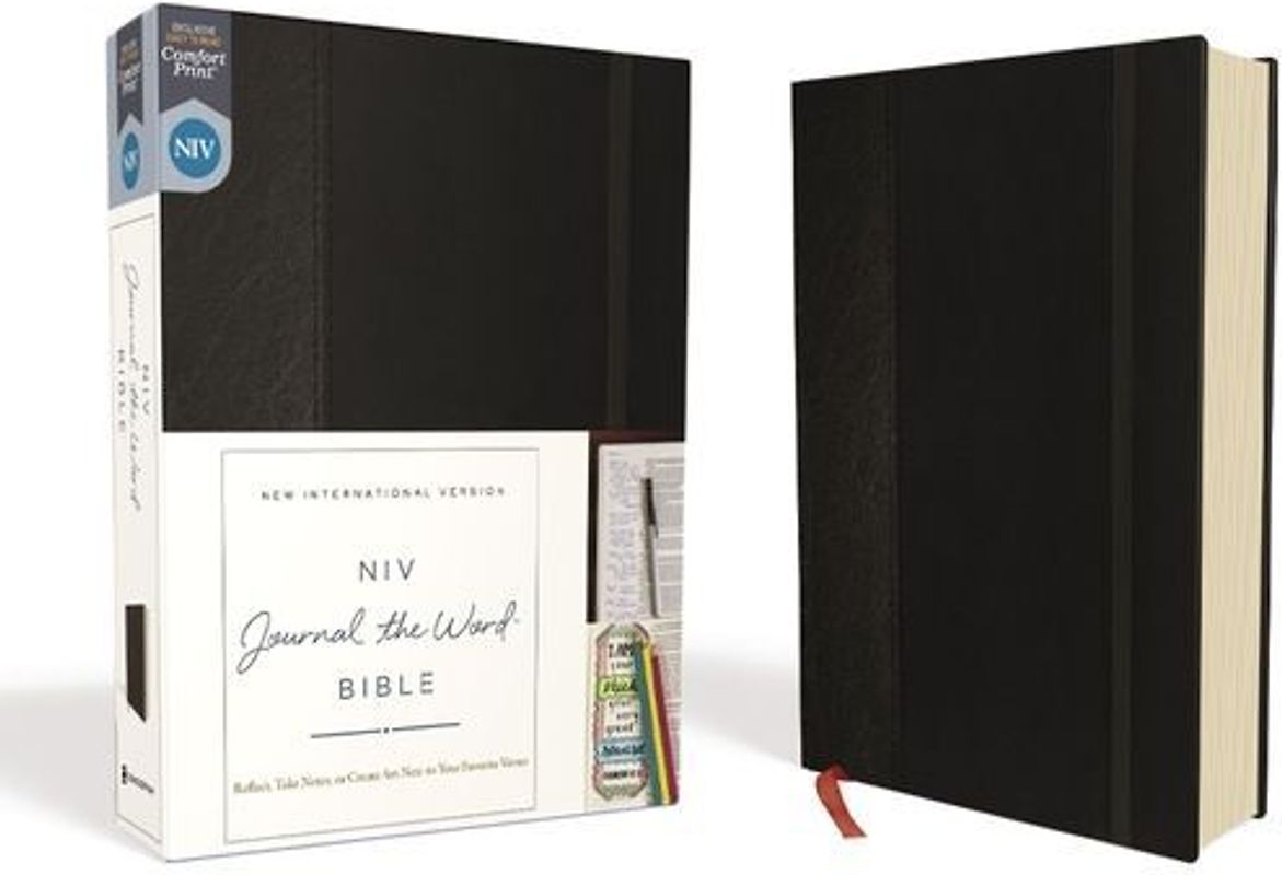 NIV, Journal the Word Bible, Hardcover, Black, Red Letter Edition, Comfort Print