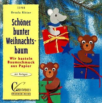 Schöner bunter Weihnachtsbaum. Wir basteln Baumschmuck aus Papier. Mit Vorlagen