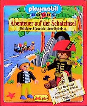 Abenteuer auf der Schatzinsel. Panoramakulisse mit Bilderbuch und Stickern