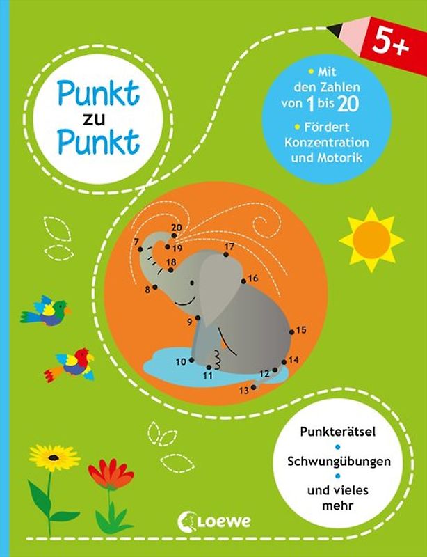 Punkt zu Punkt - Mit den Zahlen von 1 bis 20 (grün)