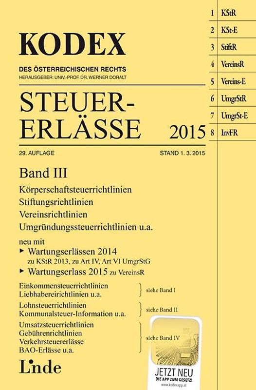 KODEX Steuer-Erlässe 2015, Band III