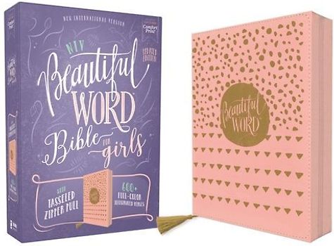 Niv, Beautiful Word Bible for Girls, Updated Edition, Leathersoft, Zippered, Pink, Red Letter, Comfort Print