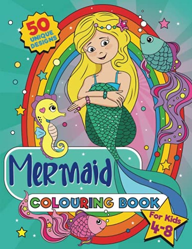 Mermaid Colouring Book: For Kids Ages 4-8, 50 Beautiful Colouring Pages (UK Edition)