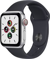 Apple Watch SE 40 mm Cassa in alluminio color argento con Cinturino Sport nero [Wi-Fi + Cellular]