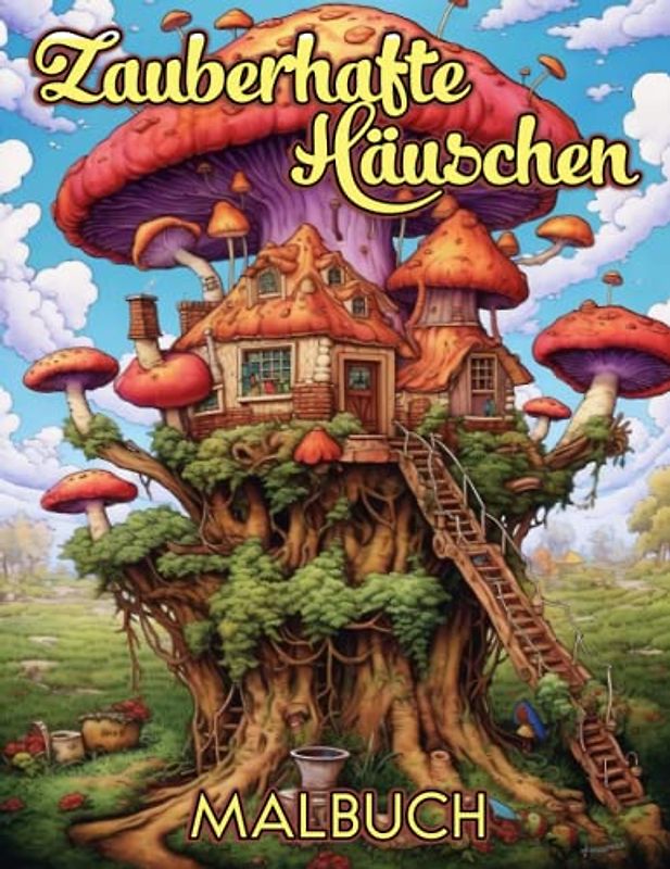Zauberhafte Häuschen Malbuch: Entspannung und Träumerei: Malbuch für Erwachsene mit wunderschönen kleinen Häuschen und Pilzhäusern
