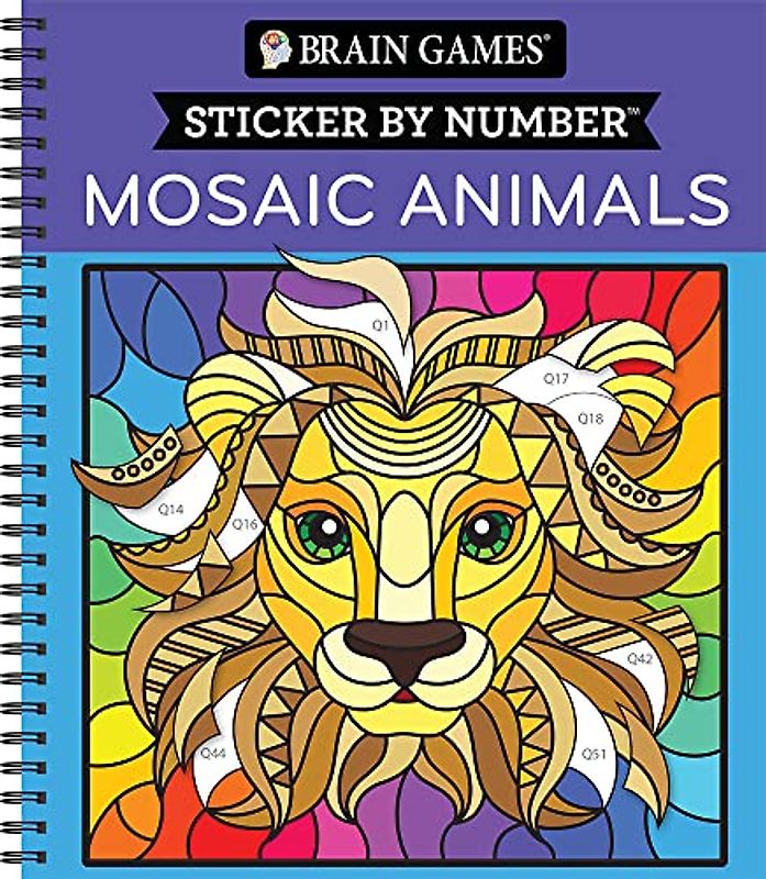 Brain Games - Sticker by Number: Mosaic Animals (28 Images to Sticker)