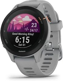 Garmin Forerunner 255S 41 mm grijs/zwart met een grijse siliconen polsband - refurbished