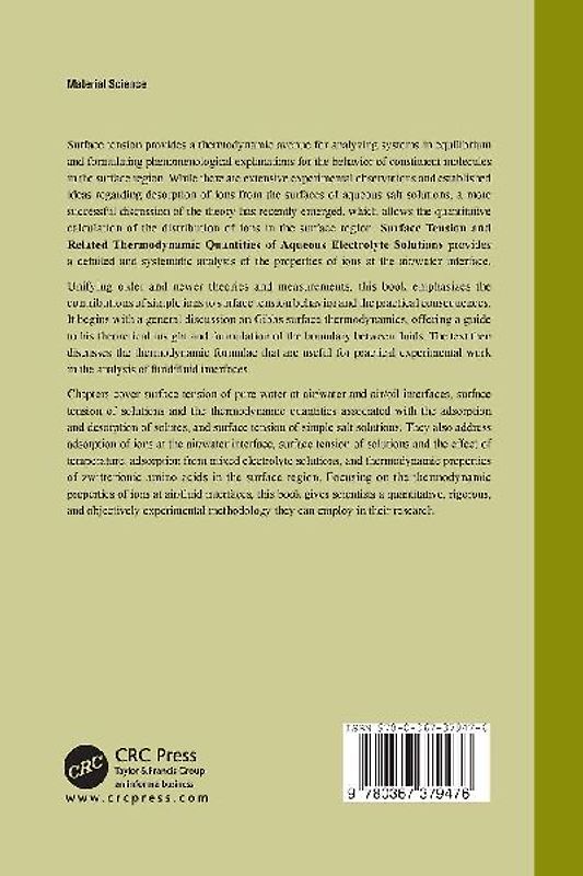 Surface Tension and Related Thermodynamic Quantities of Aqueous Electrolyte Solutions