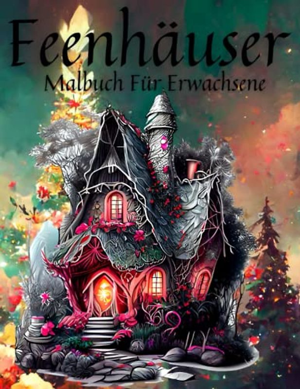 Feenhäuser Malbuch Für Erwachsene,: Malbuch für Erwachsene, Jugendliche und Kinder, entspannend und stressabbauend, Feenhäuser