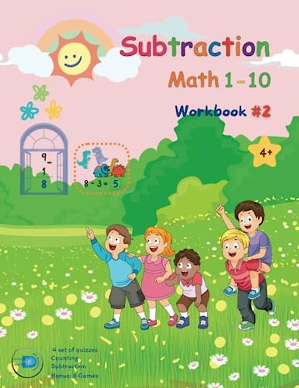 Subtraction Math 1-10: Workbook #2: (Super easy => Easy => Normal) Single digit subtraction workbook