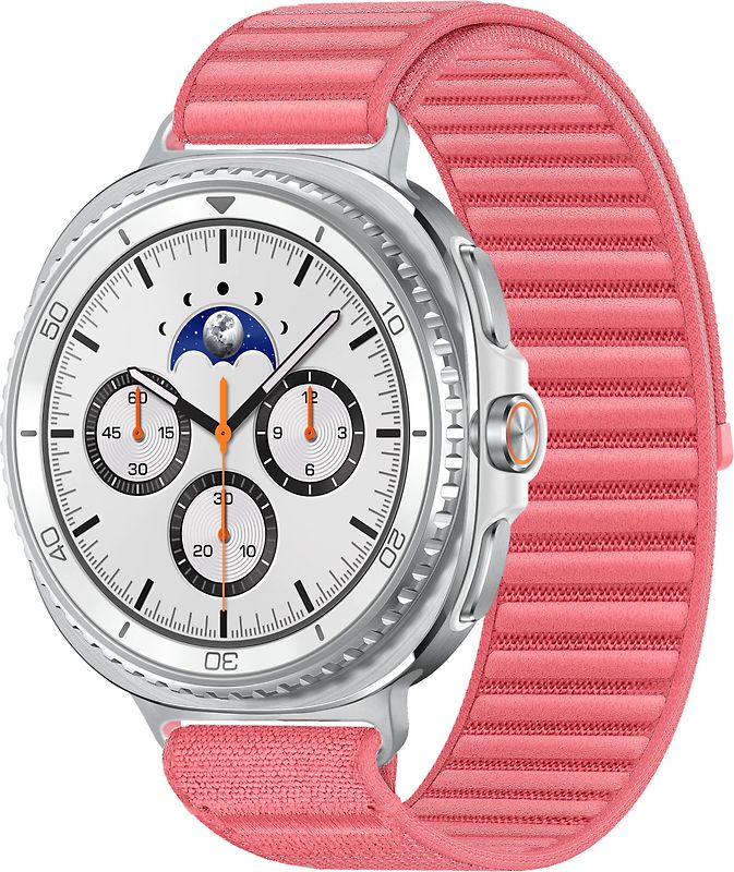 Samsung Galaxy Watch8 Classic 46 mm Boîtier aluminium blanc sur Confort S/M corail [Wi-Fi + 4G]