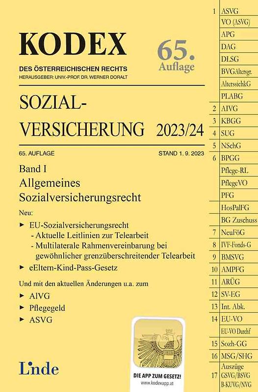 KODEX Sozialversicherung 2023/24, Band I