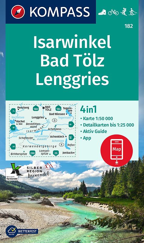 KOMPASS Wanderkarte 182 Isarwinkel, Bad Tölz, Lenggries 1:50.000