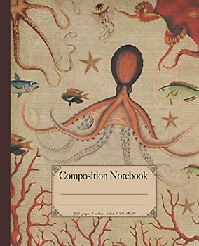 Composition Notebook: Octopus ocean sea life animals composition notebook. Vintage dictionary print style 100 page notebook college ruled. Marine ... (Ocean Sea life & sea creatures notebooks.)