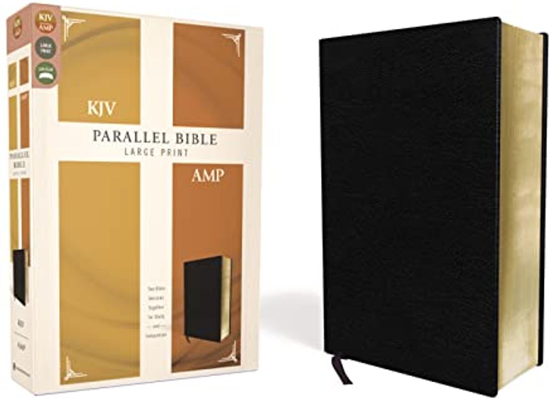 KJV, Amplified, Parallel Bible, Large Print, Bonded Leather, Black, Red Letter
