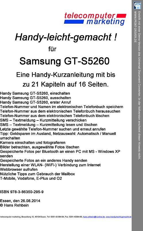 SAMSUNG GT-S5260 leicht-gemacht. Handy-leicht-gemacht für SAMSUNG GT-S5260
