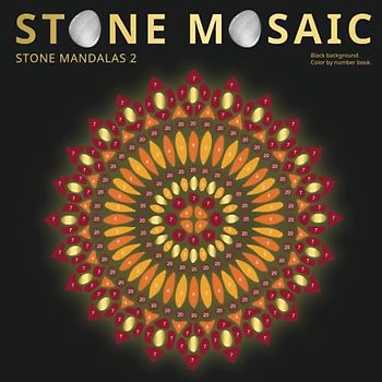 STONE MOSAIC. STONE MANDALAS 2. Black background.: Color by number book.