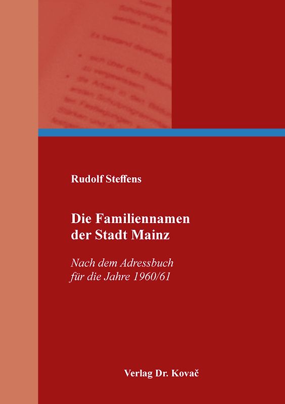Die Familiennamen der Stadt Mainz