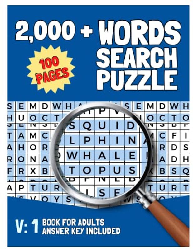 2,000 + Words Search Puzzle : Volume 1 Book for Adults Answer Key Included