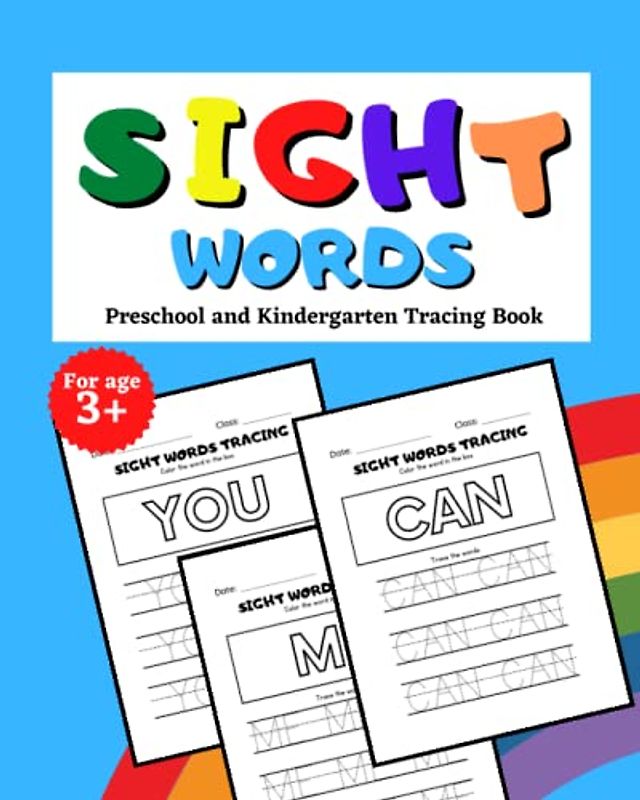 Sight Words: Preschool and Kindergarten Tracing Book for Kids Age 3-6, First Word Tracing, early tracing words for kids.