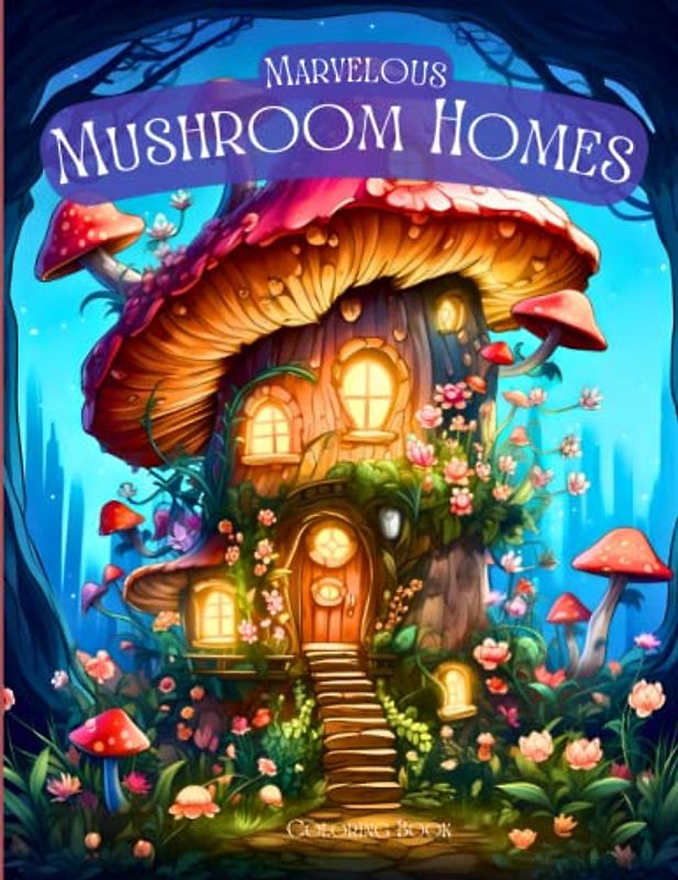 Marvelous Mushroom Homes: 50 Fairytale Dwelling Coloring Pages for Teens and Adults. Fantasy Realms Houses for Gnomes, Fairies, Pixies and More. Beautifully Detailed Greyscale Images.