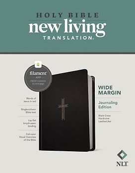 NLT Wide Margin Bible, Filament Enabled (Hardcover Leatherlike, Black Cross, Red Letter)