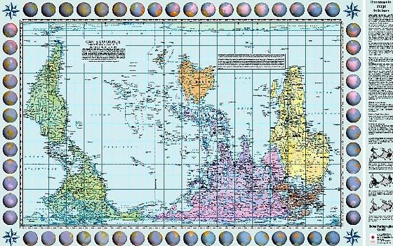 Poster Weltkarte Petersprojektion, Up-side down französisch (ca. 82,5 x 52,3 cm)