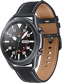 Image of Samsung Galaxy Watch3 45 mm roestvrijstalen behuizing zwart met zwarte leren polsband [Wifi] (Refurbished)