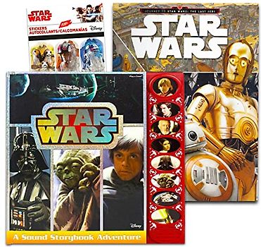 Star Wars Interactive Book Set with Sound Adventure Storybook -- Bundle with Star Wars Reader Book, Look and Find Activity Books, and Stickers | Featuring Jedis, Lightsabers, Yoda and More