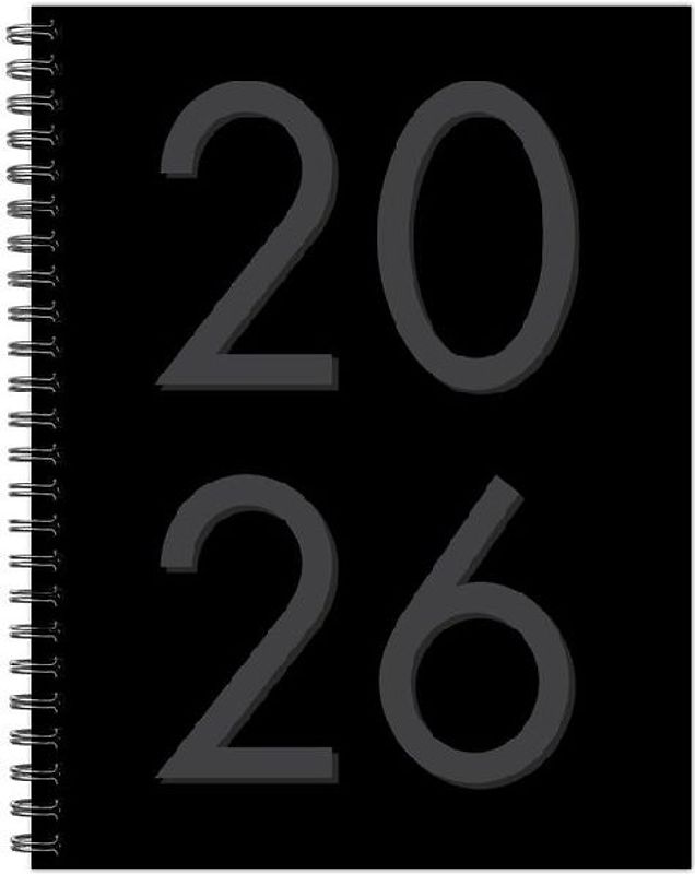 Black 2026 6.5 X 8.5 Weekly Monthly Softcover Planner