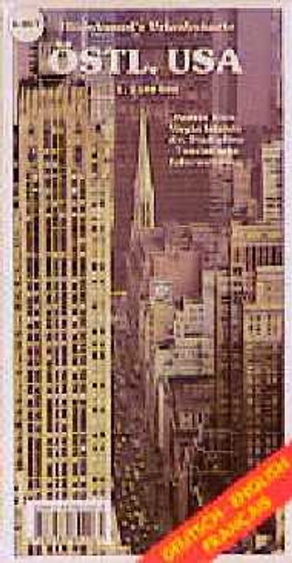 Östliche USA. Puerto Rico, Virgin Islans. 1:3,5 Mill. Stadtpläne: Philadelphia, Detroit, New York, Manhattan, Boston, St. Louis, Washington, Chicago und New Orleans. Auf Ansprüche von Urlaubsreisenden abgestimmt