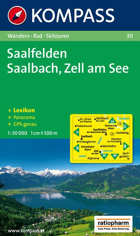 Saalfelden - Saalbach - Zell am See. Wanderkarte mit Kurzführer, Panorama, Radwegen und alpinen Skirouten. GPS-genau. 1:50000